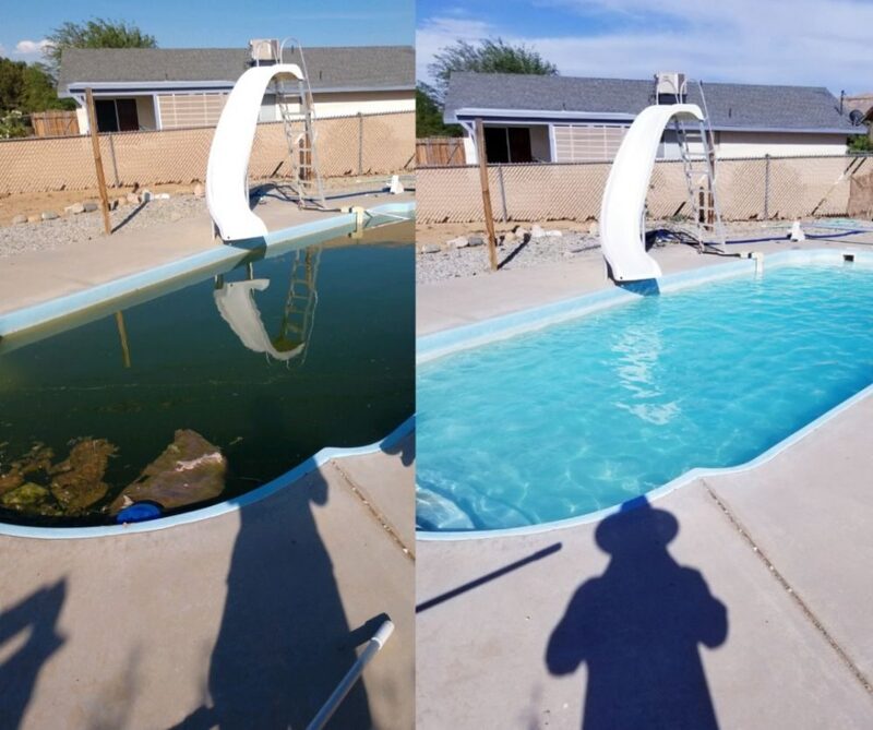 Pool Before and After Cleaning